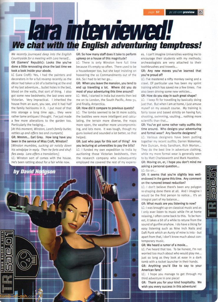 1998 - Gamer’s Republic Magazine - Lara Interviewed