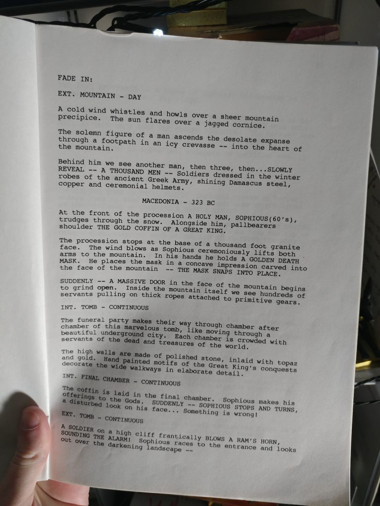 The original script for the first Tomb Raider movie. As you can see it is completely different.
