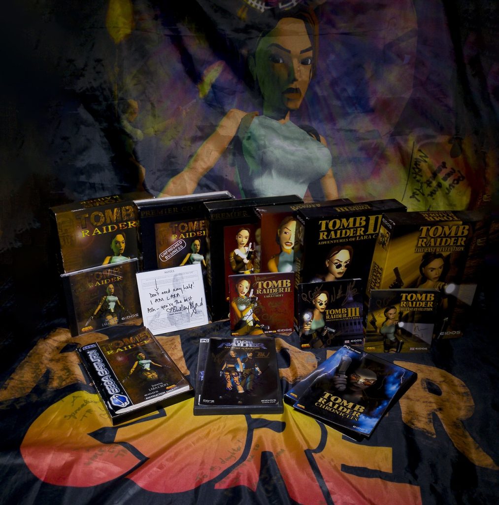 Signed by Core Design team members, who attended PLAY Expo Manchester 2016, voice over actresses and models.
