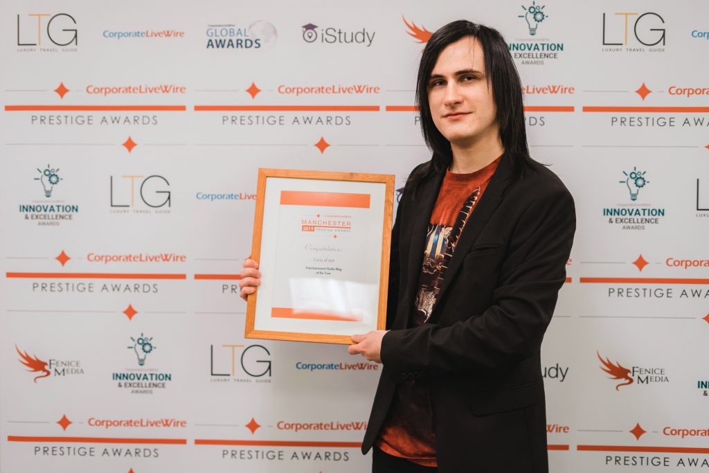 Tomb of Ash won ENTERTAINMENT BLOG OF THE YEAR Award from Manchester Prestige Awards