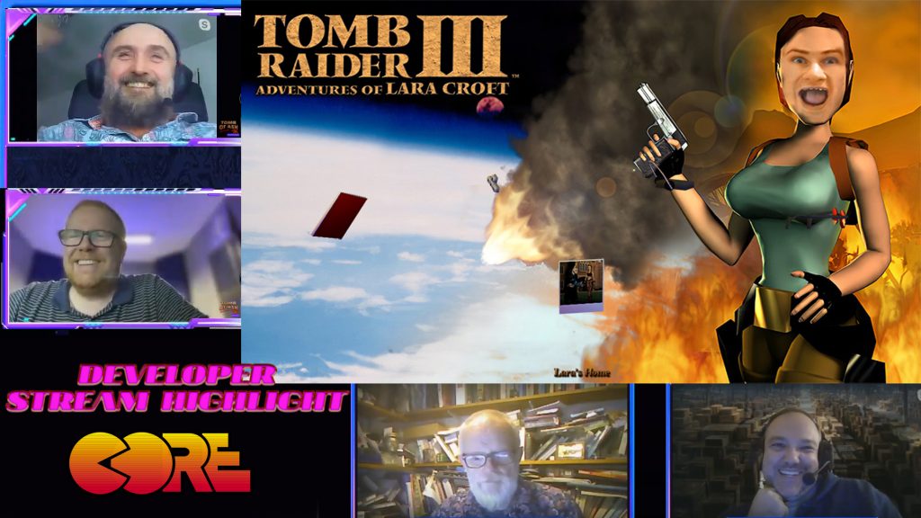 Highlight from developer stream of Tomb Raider 3 with Core Design:
Jamie Morton, Andy Sandham - Level Design Tom Scutt - AI Programming Peter Connelly - SFX