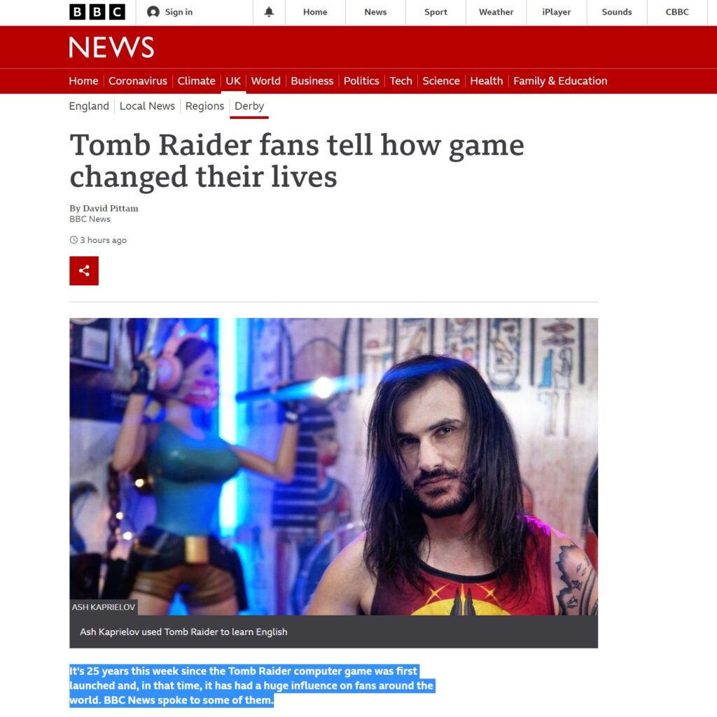 BBC News: Tomb Raider fans tell how game changed their lives